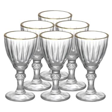 Imagem de Jogo com 6 Taças para Licor Dominic de Vidro Transparente Borda Dourada 55ml