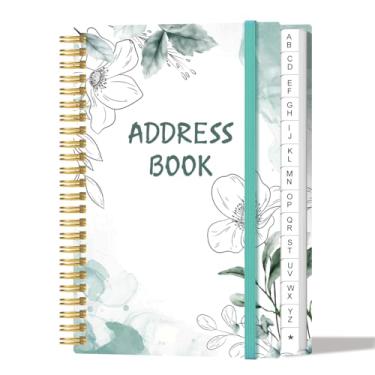 Imagem de Catálogo de endereços com abas alfabéticas - Espiral pequena do livro de endereços com contatos de endereço, data especial, telefone, aniversário e senha de login na Internet para casa e escritório