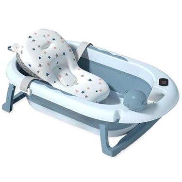 Imagem de Banheira Dobrável Com Termí´metro E Almofada Azul Yuupi