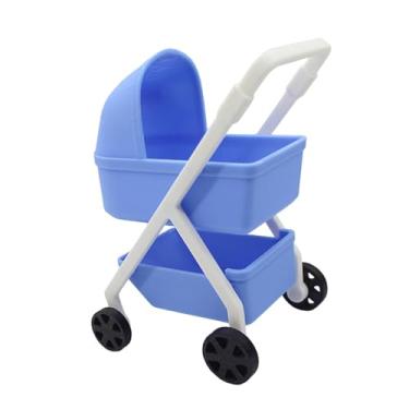 Imagem de simhoa Miniatura para casa de bonecas, carrinho de bebê, mini berço, simulação, carrinho de bebê, decoração, brinquedo infantil, enfeites de faz de conta, Azul