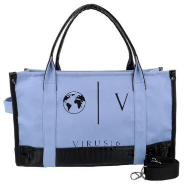 Imagem de Bolsa Tote Bag Feminina Lona Com Alça Fixa e Tranversal Removível Fechamento Zíper Detalhe Croco Tamanho:Único;Cor:Azul;Gênero:Feminino;Departamento BS:Esporte