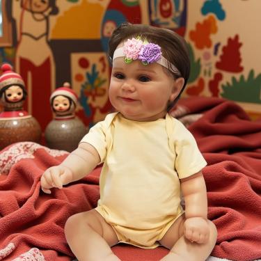 Imagem de WKMRH Boneca Reborn Realista Menina de Silicone, Bebê Boneca Reborn Abra seus olhos Toque Realista Vinil Corpo Inteiro Silicone Lavável