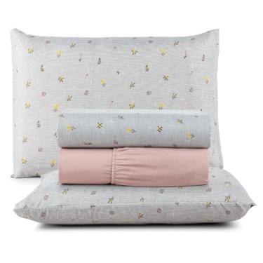 Imagem de Jogo de Cama Casal Box 4 Peças Micropercal 200 Fios com Lençol com Elástico e Fronhas – Toque Aveludado(Fufly)