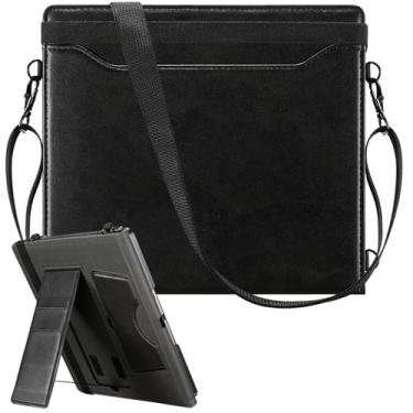 Imagem de E NET-CASE Capa para Notável Paper Pro 11,8 polegadas (versão 2024), couro PU premium com compartimento para cartão e porta-caneta e hibernar/despertar automático, capa de alça de ombro (preto vs