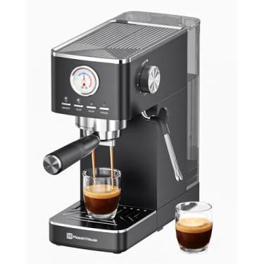 Imagem de Maestri House Máquina de café expresso ULKA de 20 bar, máquina de café expresso compacta, medidor de fluxo embutido, espumador de leite a vapor, tanque de água removível, máquina de café de aço