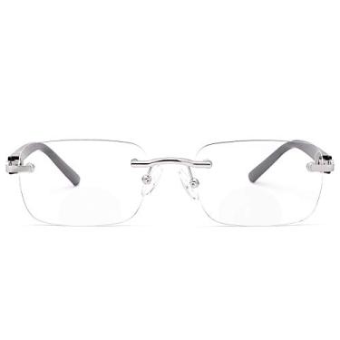 Imagem de MIRYEA Óculos De Leitura Bifocais Sem Aro, Com Dobradiça Mola, Fotocrômicos, Sol Transição, Bloqueio Luz Azul Para Computador, Proteção Uv400, Antirreflexo Jogos, Homens E Mulheres