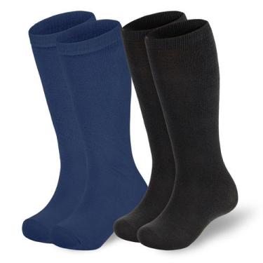 Imagem de Meias American Trends azul marinho de futebol até o joelho, pacote com