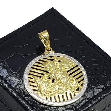 Imagem de Medalha De São Jorge Alto Revelo E Inscrição Banho De Ouro 18k 4321 - 