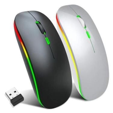 Imagem de Mouse Sem Fio Recarregável Gamer C/ Adaptador USB Led Ergonômico - Muk