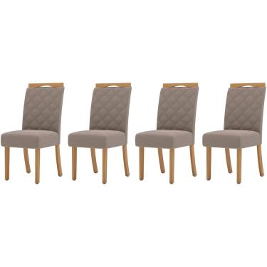 Imagem de Cadeira Sala de Jantar Bella Kit 4 Un Nature/Suede Light Marrom Amendoa - Henn