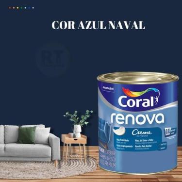 Imagem de Tinta Parede Azul Marinho Acrílica Fosca Renova 800ml - Coral, AZUL NA