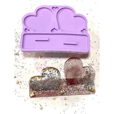 Imagem de R409 Molde de silicone base 2 corações resina decoração - confeitaria 