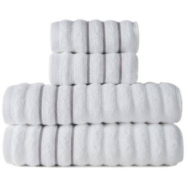 Imagem de Jogo de Toalhas 4 Peças 2 Banho e 2 Rosto 100 Algodão e Alta Absorção 