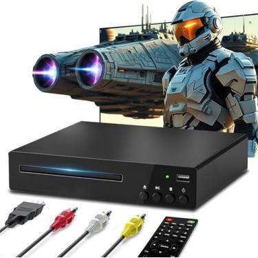 Imagem de Leitor de DVD compacto, reprodutores de DVD HDMI para TV com entrada USB, reprodutor de disco livre para todas as regiões, suporta sistema NTSC/PAL HD 1080P com cabo HDMI e AV e controle remoto