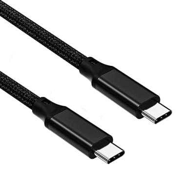 Imagem de Cabo USB C para C, cabo USB-C 3.2 Gen 2 5.0 m - 4K UHD 20Gbps 100W PD Cabo de carregamento rápido para MacBook Pro, iPad Pro, Nylon trançado, preto.