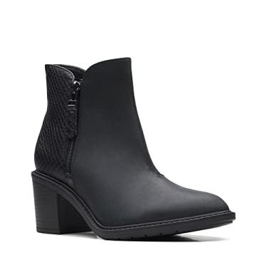 Imagem de Clarks Bota feminina de cano curto com zíper, Black Combi, 6.5
