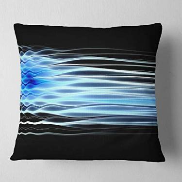 Imagem de Designart Manta abstrata de ondas fractais azul claro para sala de estar, sofá, enchimento de almofada + capa de almofada impressa em ambos os lados 66 x 66 cm