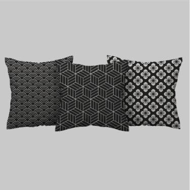 Imagem de Kit 3 Capas De Almofada Geométrica Moderna Preta E Branca - DECORANDO 