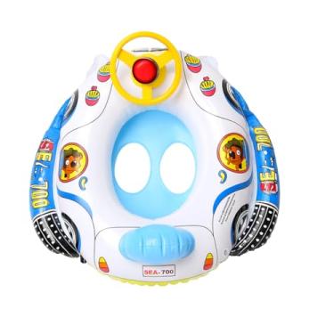 Imagem de Boia Inflável Infantil com Assento – Modelos Animais, Carros, Unicórnio, Tubarão e Muito Mais – Brinquedo de Piscina e Praia para Crianças (Boia Inflável Avião com Volante)