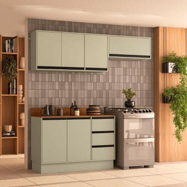 Imagem de Cozinha Compacta 3 Peças 250045 Com Tampo Koya Verde Oliva Politorno Móveis