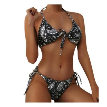 Imagem de Biquíni feminino cintura alta controle de barriga de duas peças maiô -