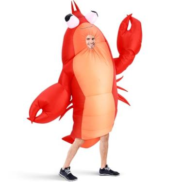 Imagem de Hollowfly Fantasia inflável de lagosta para adultos, divertida, de Halloween, lagosta, lagosta, lagosta com pinças enormes, vestido de lagosta para homens e mulheres, festa temática cosplay de