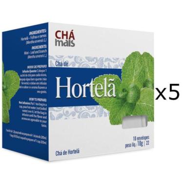 Imagem de Chá De Hortelã Kit Com 5 Caixas De 10 Sachês Cada - Cha Mais