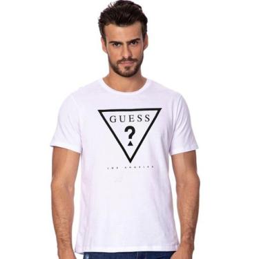Imagem de Camiseta Guess Masculina Class Light Hollow Logo Branca, M/M