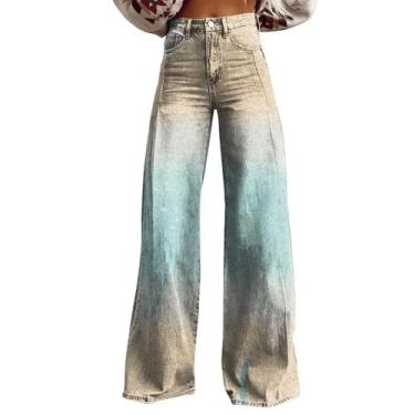 Imagem de Calças largas RTJTGXF com estampa floral vintage para mulheres