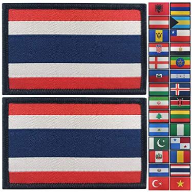Imagem de JBCD Pacote com 2 remendos de bandeira da Tailândia para bandeiras tailandesas, emblema tático, orgulho para roupas, chapéu, equipe militar