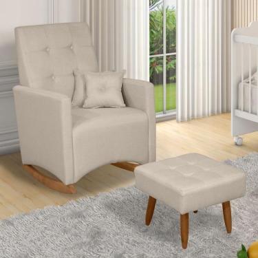 Imagem de Poltrona de amamentação balanço ana com puff linho - Ifa Deccor, bege