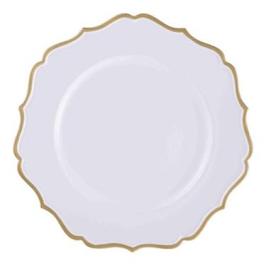 Imagem de Sousplat De Cha Branco e Dourado Polipropileno 25Cm Rafimex