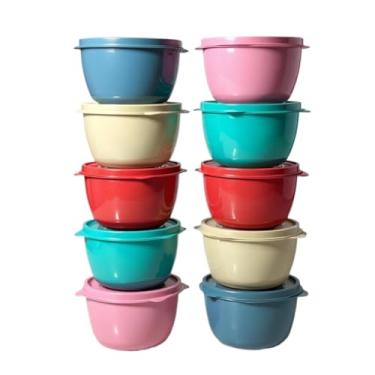 Imagem de Kit 10 Potes Redondo com Tampa | Marmita Fitness | Freezer e Micro-ondas | BPA Free (SORTIDO)