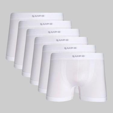 Imagem de Kit 6 Cuecas Lupo Boxer Micromodal Sem Costura 00661, Branco, P