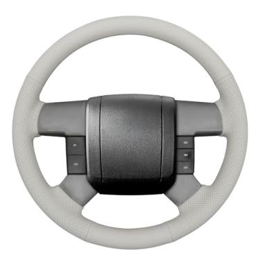 Imagem de MEWANT Capa de volante para Ford F150 F250 F350 2004-2008 costurada à mão prata cinza envoltório de volante