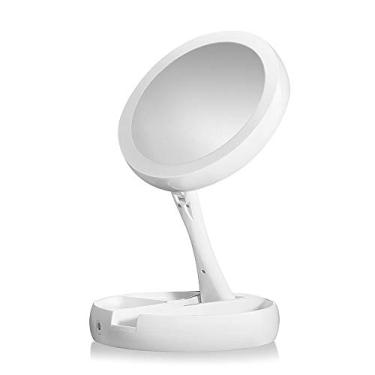 Imagem de Gyn Espelho LED Duplo com Lente de Aumento Articulado para Maquiagem - Montagem sobre a Mesa - Branco