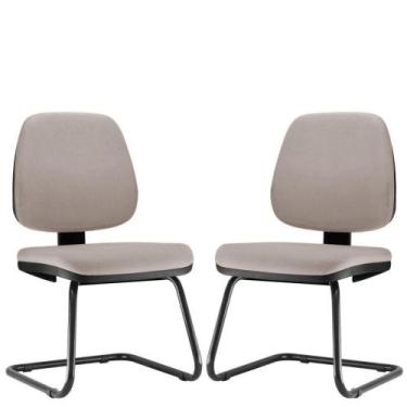 Imagem de Kit 02 Cadeiras Para Escritório Job L02 Fixa Linho Bege - LYAM DECOR
