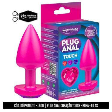 Imagem de Plug Anal Touch Rosa com Joia Lilás em Formato de Coração - La Pimient
