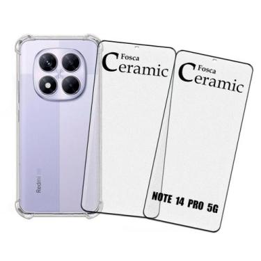 Imagem de KIT 2x Películas Cerâmica Fosca + Capa P/ Redmi Note 14 Pro 5G - NoBra