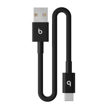Imagem de Cabo curto trançado de USB-A para USB-C da Beats (20 cm), Preto-relâmpago