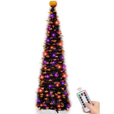 Imagem de Árvore de Natal Árvore de Halloween TURNMEON 6 Ft 60 LED Tinsel