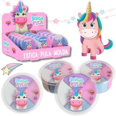 Imagem de Kit Massinha De Modelar Estica Pula Molda Unicórnio Massa Slime Gelele