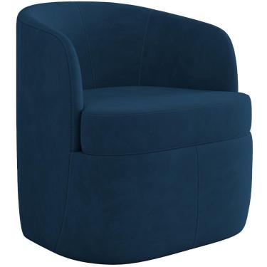 Imagem de Poltrona Decorativa Giratória Para Sala De Estar Siena K01 Veludo Azul Marinho - Lyam Decor
