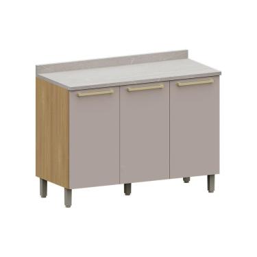 Imagem de Balcão Cozinha P/ Pia 120cm 3 Pts C/Tampo Elegance Luciane.