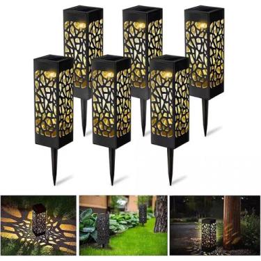 Imagem de Kit Balizador Espeto Jardim Solar LED Prova D'água Quadrado Branco Que