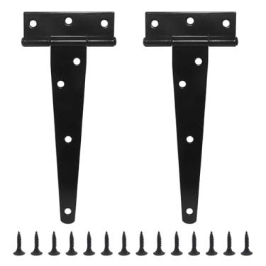 Imagem de Jiozermi 2 peças de dobradiças de correia em T de 15 cm, dobradiças de porta de celeiro resistentes dobradiças de portão dobradiças para cercas de madeira galpão de porta de celeiro