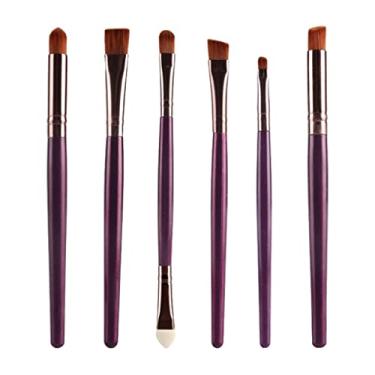 Imagem de Kit de pincéis de maquiagem de sombra sintética macia para delineador de olhos - Conjunto profissional para mistura de líquidos e pó - para viagens - Presente para ela - Versátil - Café roxo