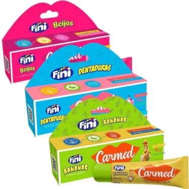 Imagem de Kit 3 Hidratante Labial Carmed Fini: Beijos/Dentadura/Banana - Hidratante e Reparador de Lábios