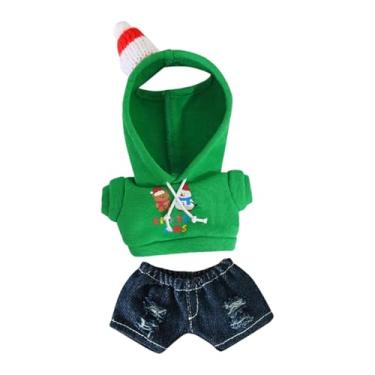 Imagem de Almencla Conjunto de roupas natalinas para bonecas, decoração para festas, acessórios para bonecas, faça você mesmo, fofo, para bonecas de 17 cm, suprimentos, Moletom Verde