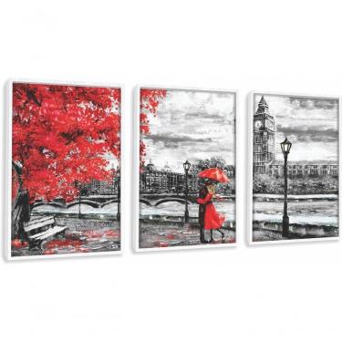 Imagem de Quadros Decorativos Pintura Casal De Londres Com Moldura Branco